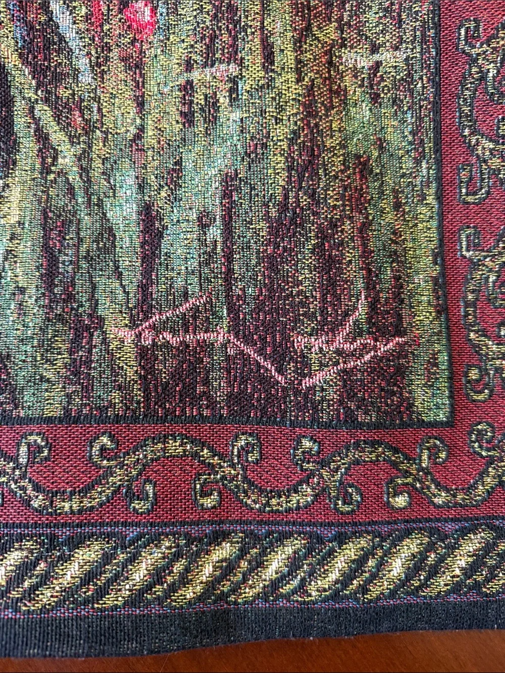 VTG French style Secret Garden scene Floral Tapestry wall Wall Art Hanging 56x38